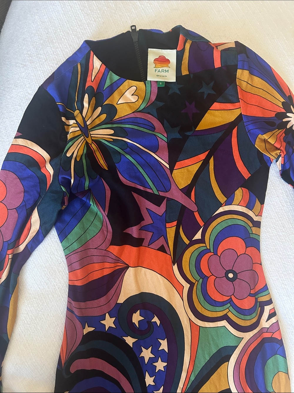 Farm Rio Psychedelic Floral Long Sleeve Dress - Multicolor